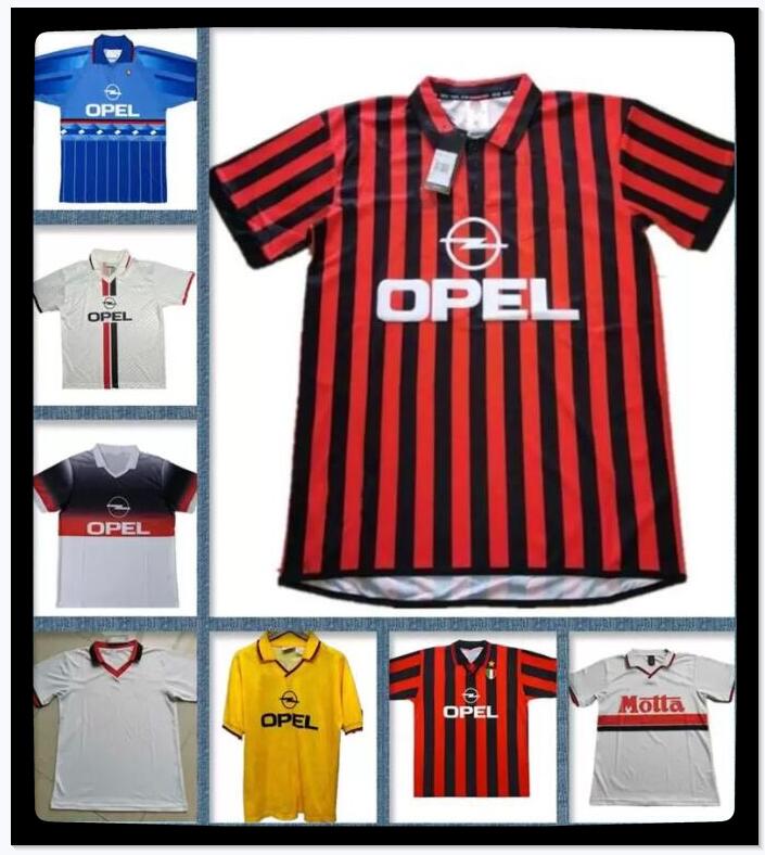 

Maillot de foot milan Retro soccer jerseys WEAH AC BAGGIO 1995 1996 1997 1999 SAVICEVIC BARESI VIEIRA classic Vintage 95 96 97 99 football shirt home away