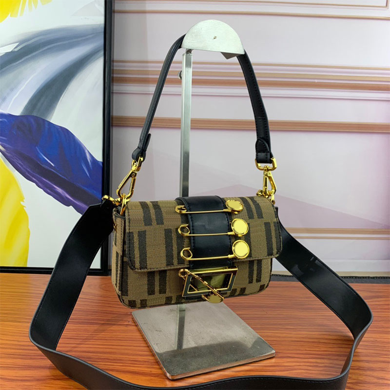 

Messenger Bag Flap Baguette Bags Women Crossbody Purse Handbag Fashion Genuine Leather Classic Letters Metal Pin Decoration Lady Shoulder Bag Removable Strap, Box