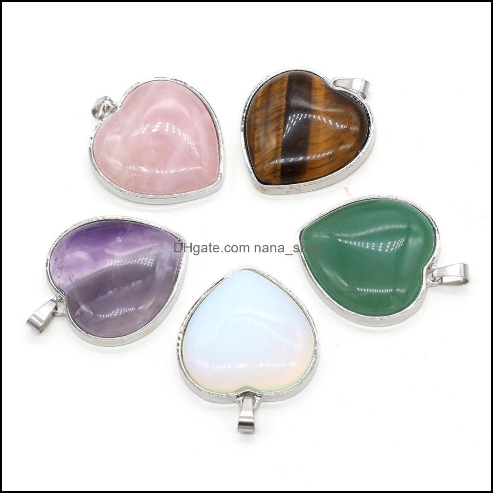 

Charms 32X35Mm Natural Stone Chakela Heart Seven Chakras Reiki Healing Chakra Rose Quartz Crystal Pendant For Necklace Nanashop Dhwya
