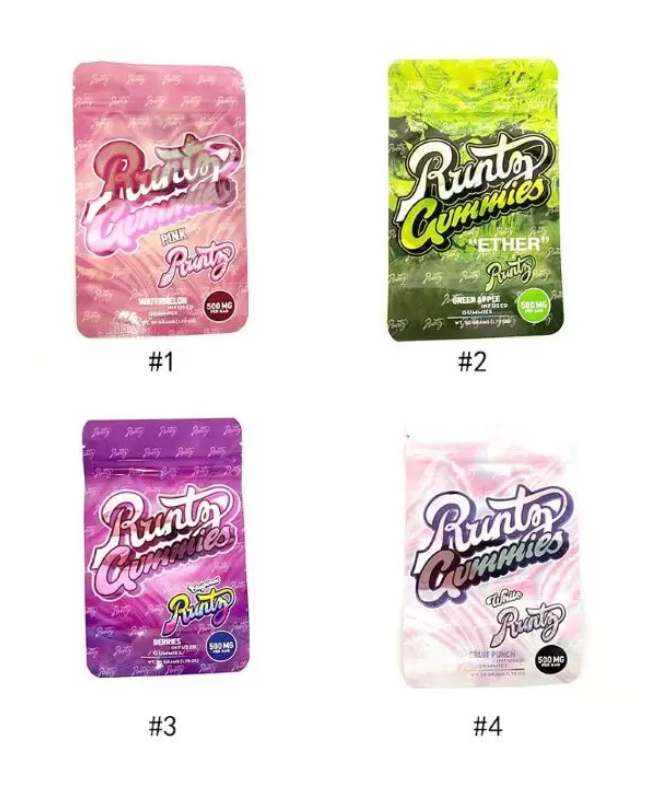 

Wholesale 500mg Runtz Gummies edible packaging bags pink runts orginal white Runt mylar bag 4 types runtg empty plastic zipper package baggi
