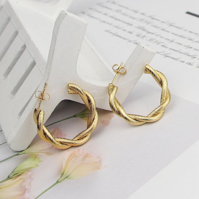 Stud Selling Fashion Jewelry Stainless Steel Two-Twisted Wire Twist Earrings For Women's Favorite Party Love Gifts Wholesale-image-784076189