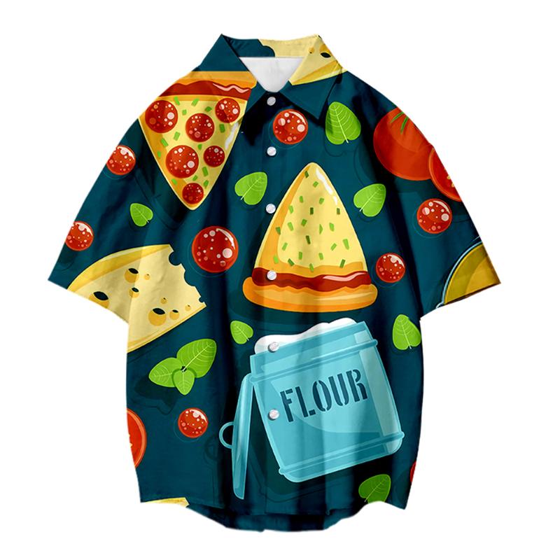 

Men's Casual Shirts Cartoon Food Print Short Sleeve Fishon Men's Women T Shirt Unisex Blouses TopsMen's, Gold