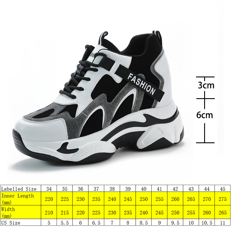 

9cm Wedge Platform Heels Dad Shoes Chunky Women Sneakers Hollow Summer Shoes Pumps 2022 Genuine Leather Shoes Spring, Low top leather