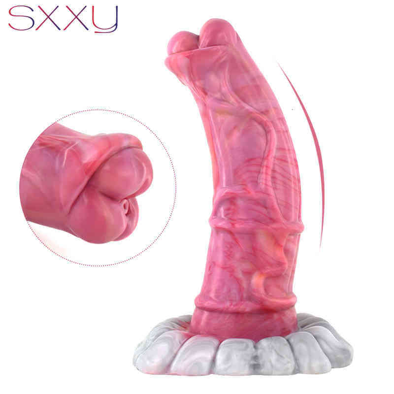 SXXY Paso Fino Horse Dildo with Suction Cup for Women Masturbate Gory Raw Meat Fantasy Animal Penis Curve Adult Anal Sex Toys-image-760376327