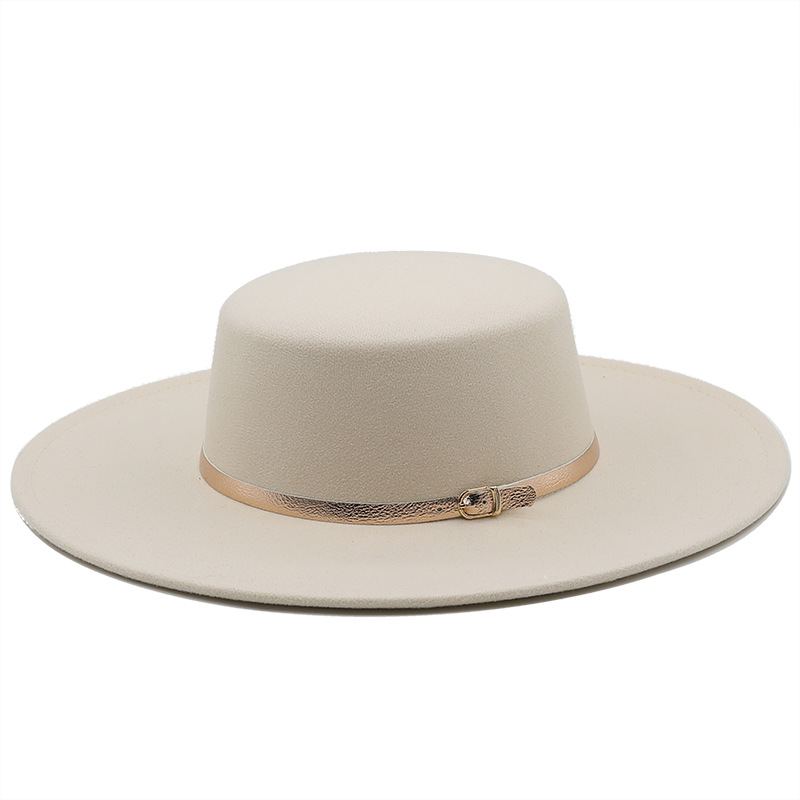 

Large Flat Top Hat Women Fedora Felt Hats Woman Fedoras Lady Big Wide Brim Cap Women's Fashion Autumn Winter Caps Party Christmas Gift, White