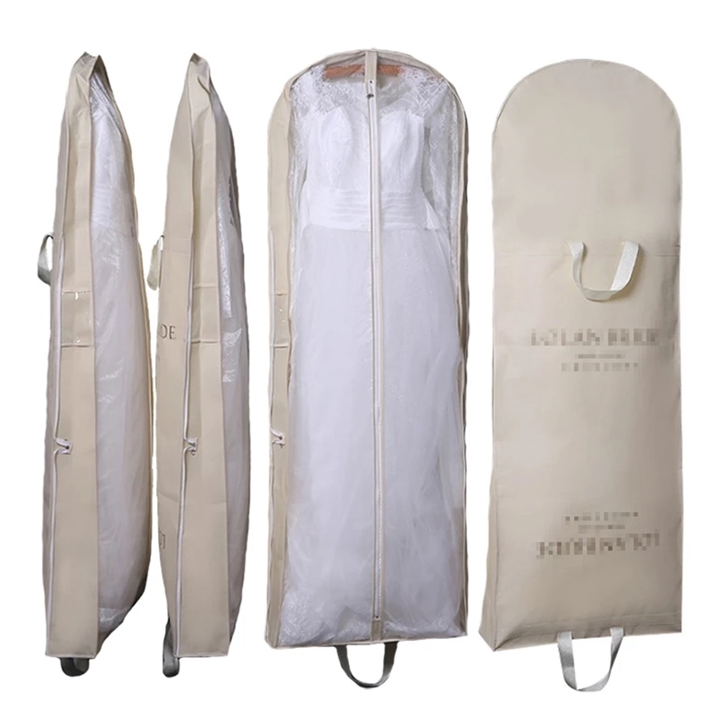 

180cm Breathable Wedding Dress Garment Bags Hanging Clothes Dust Cover Storage Travel Bag Foldable Evening Gown Protective 220427