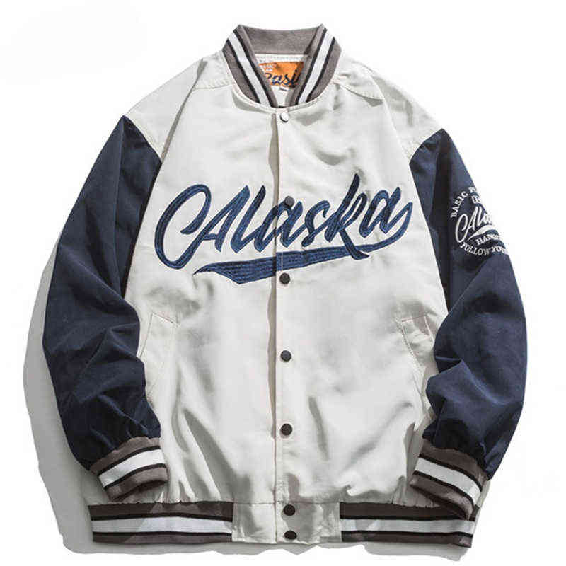 

Hip Hop Letter Embroidery Patchwork Jackets College Style Jackets Womens Harajuku Fashion Baseball Coats Three Colors Unisex T220728, Black