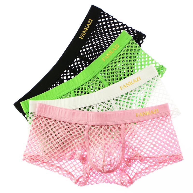 

Underpants 1/4pc Mens Underwear Sexy Men Boxer Shorts Mesh Sheer Breathable Male Panties Swim Trunks Boxers Calzoncillos Hombre, White