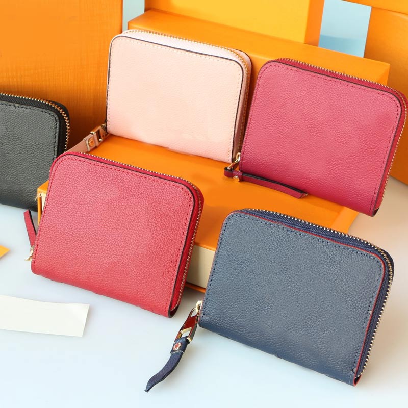 

Classic zipper Wallets Woman designers coin Purse leather canvas Business credit card holders women designer wallet Cardholder with box 11x8x1cm, Blue