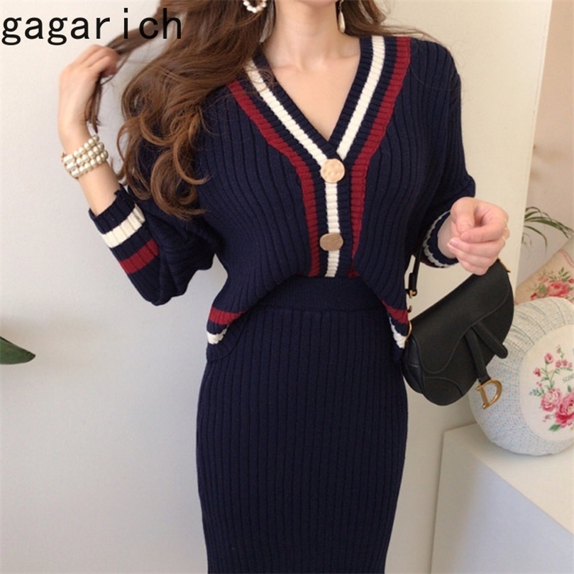 

Gagarich Women Elegant 2 Piece Set Korea Chic Autumn Winter Temperament V Knitted Cardigan High Waistmidi Solid Bodycon Skirt 220816, White