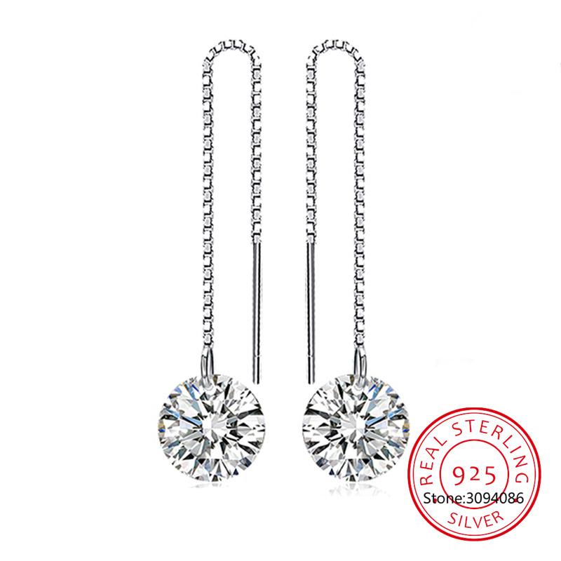 

Dangle & Chandelier Sterling Silver Earrings Cubic Zirconia Simulated Diamond Long Drop Thread Earings For Women Girl 2022Dangle