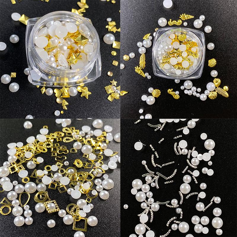 

Nail Art Decorations Box 14.2g AB Pearly Decoration Crystal For DIY Silver Mini Caviar Beads Rhinestones NailsNailNail