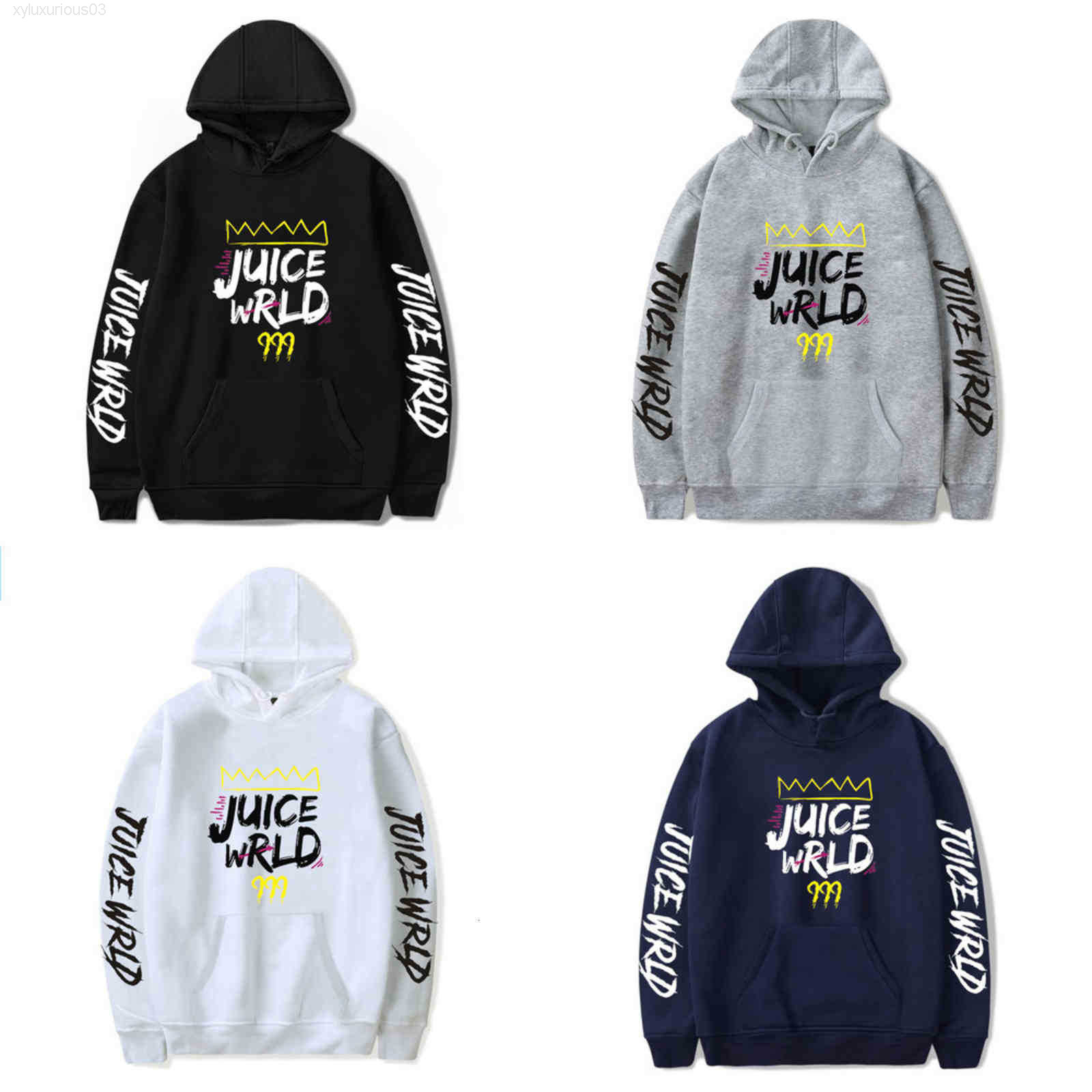 

Hoodie Wholesale Singer Juice Wrld Peripheral Sweater Autumn Plush Simple Men' and Women' Hooded, 905 white 2