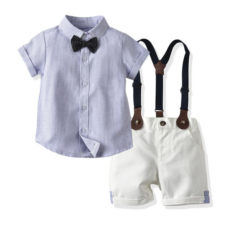 

Clothing Sets Bow Boys Overall Clothes Children Shirt Shorts Summer Toddler Baby Outfits Cotton Kids ClothesClothing, Blue