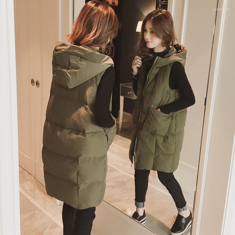 

Women' Vests Autumn Winter Cotton Vest Women Ladies Casual Waistcoat Female Sleeveless Long Jacket Slim Fit Warm Puffer Coat With Pocket Lu, Khaki