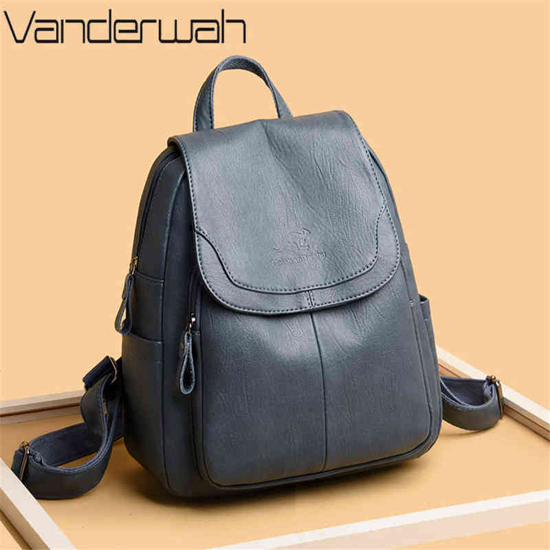 

Backpack Style Bagwomen Large Capacity Wallet High Quality Leather Female Vintage School Travel Pack Ladie Bookbag 220723, Purple