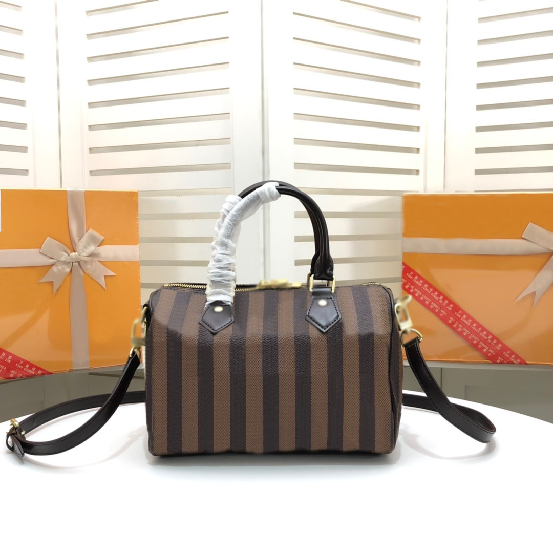 

TOP High Quality ORIGINAL BAG Fashion Casual Designe Luxury Handbag travel Shoulder Bags Crossbody 25 30 35 CM Boston Bag TOTE Purse Pouch M40390 M40391 M40392, Grey white checker