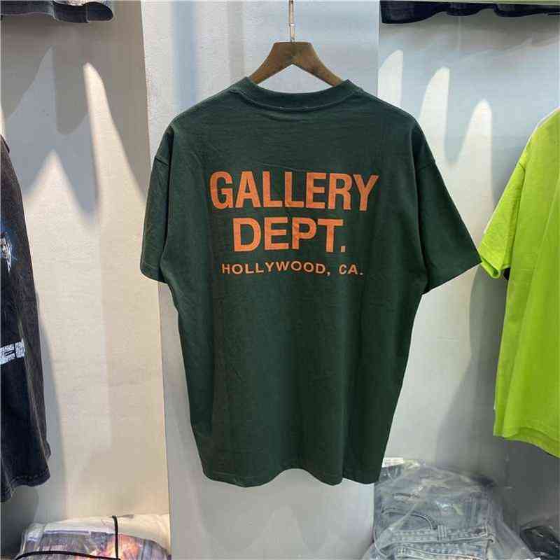 

Shirt Gallerydepts Designer Gary Large Lettering Fluorescent Green Street High Vintage Short Sleeve T-shirt Men and Women