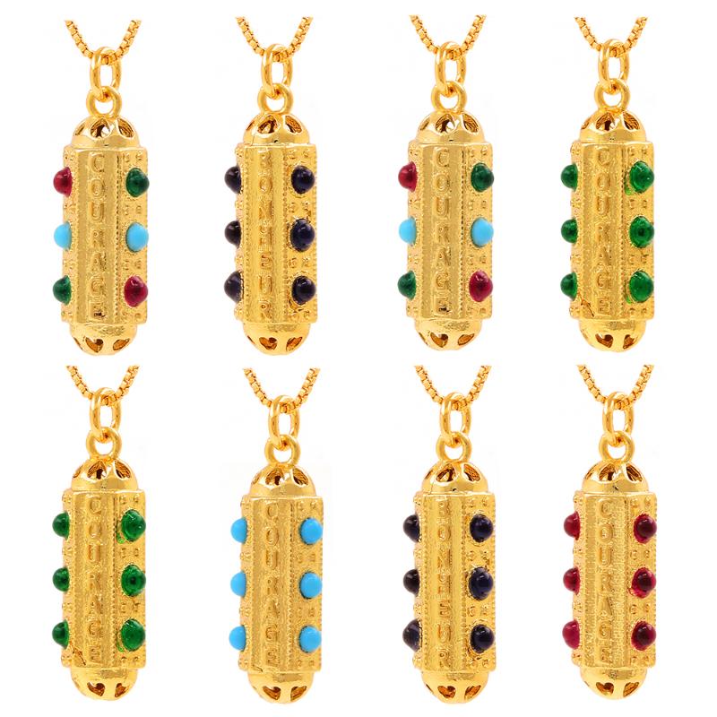 

Pendant Necklaces Shajin Daming Charm Talisman Retro Necklace Ping An Transfer Brand Imitation Gold Jewelry