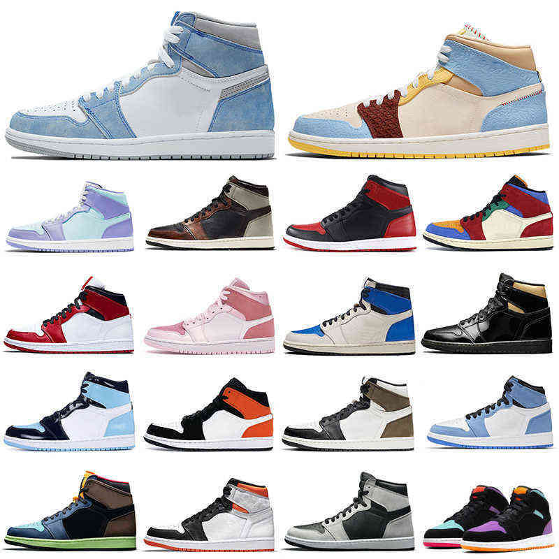 

Newest 1s men Outdoor shoes 1 University Blue Obsidian Bred Shadow Digital Pink women mens trainers sports sneakers Dropshipping, 1s silver toe