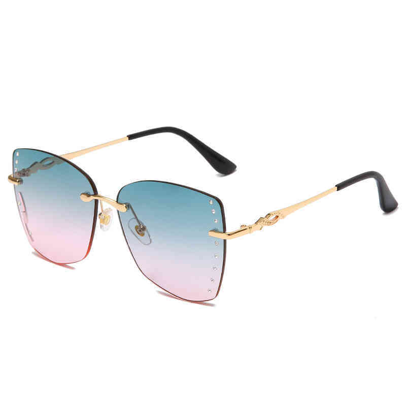 

2021 trend framels glass Large Frame Sunglass New Ocean film hollow out Sunglass