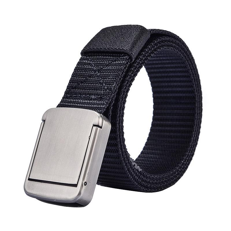 

Belts Simple Unisex Belt Solid Color Canvas Smooth Buckle Men Blet Outdoor Sports Casual Cowboy Pants Wild Women Nylon BeltsBelts, Black