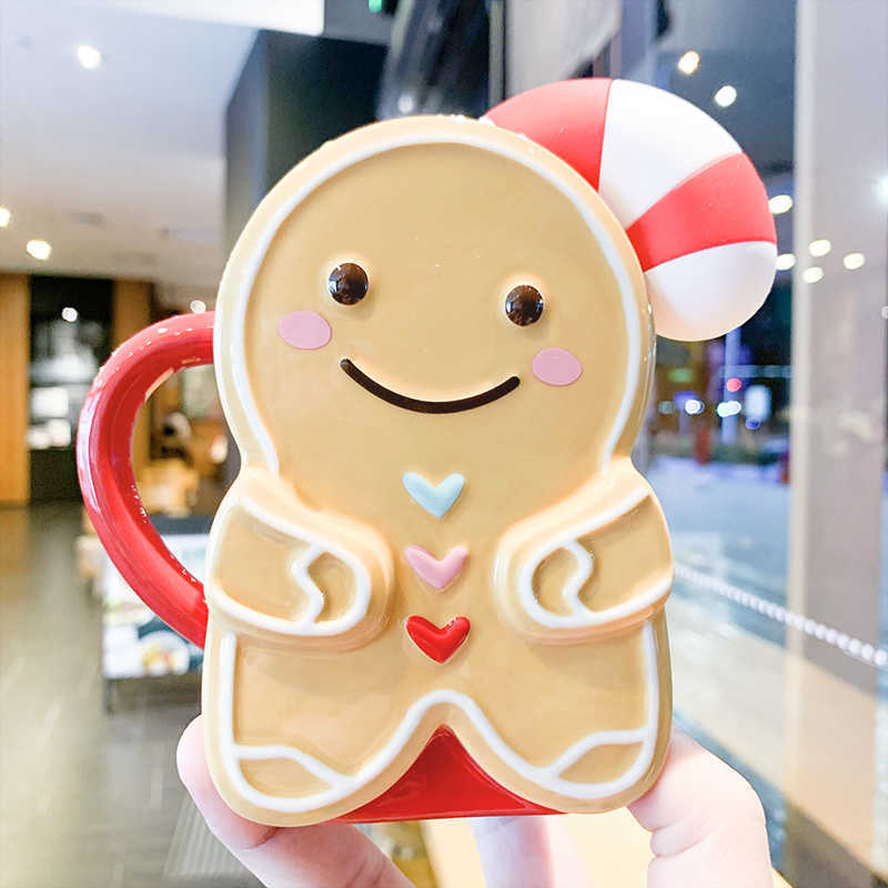 Starbucks cup 355ml 3D Gingerbread Man modeling Mug cartoon ceramic tea glass coffee cup gift female-image-760201033