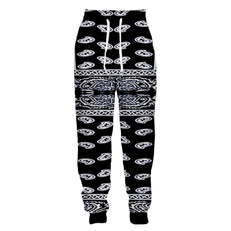 

New Bandana Pants Exploding Jogging Pants 3D Digital Printed Pants Plus Size -6XL 002, Black