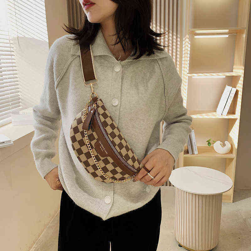 

2022 Women's Atmospheric personality ladies bags texture chain women's style bag Single Shoulder Bag Diagonal- Hand Female, Brown