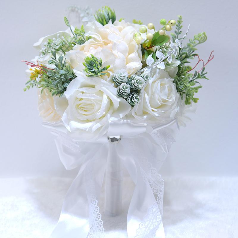 

Wedding Flowers Natural Bouquet Ramos De Novia Peony Silk Eco Bridesmaid Bouquets Ivory Bridal