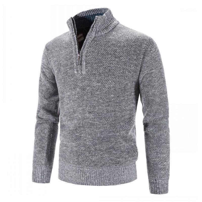Pulls pour hommes mélange de coton pull à fermeture éclair quart Vintage Streetwear à manches longues Henley pull Fleeve hiver chaud tricots vête