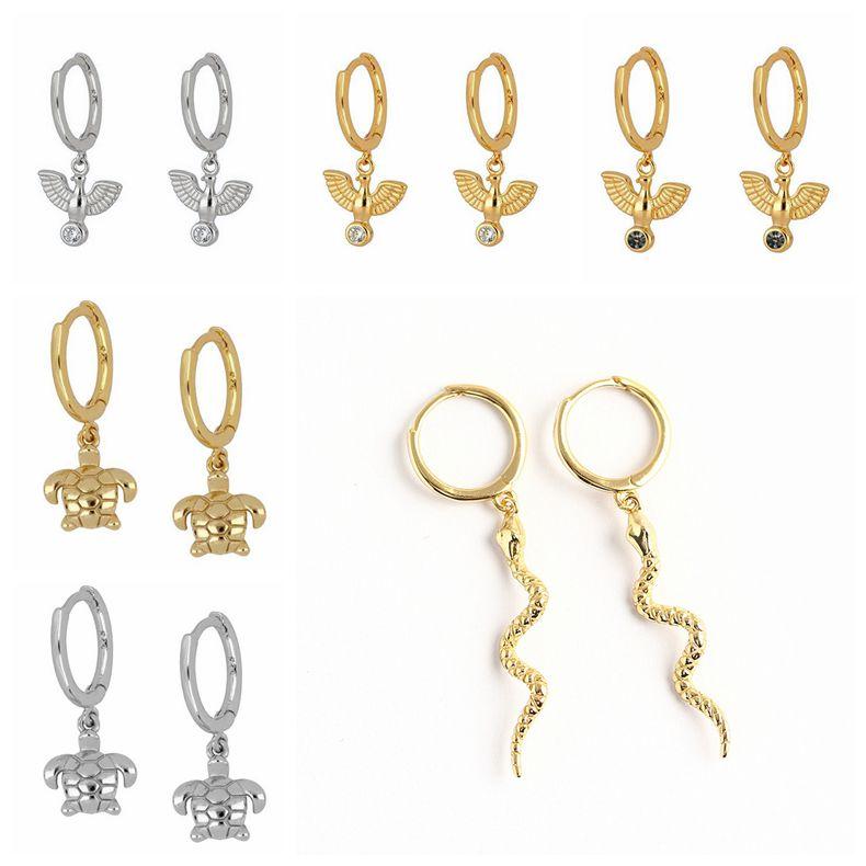 

Hoop & Huggie Silver Ear Buckle Pigeon And Tortoise Snake Pendant Earrings For Women Tiny Animal Earring Fashion Jewelry AccessoriesHoop