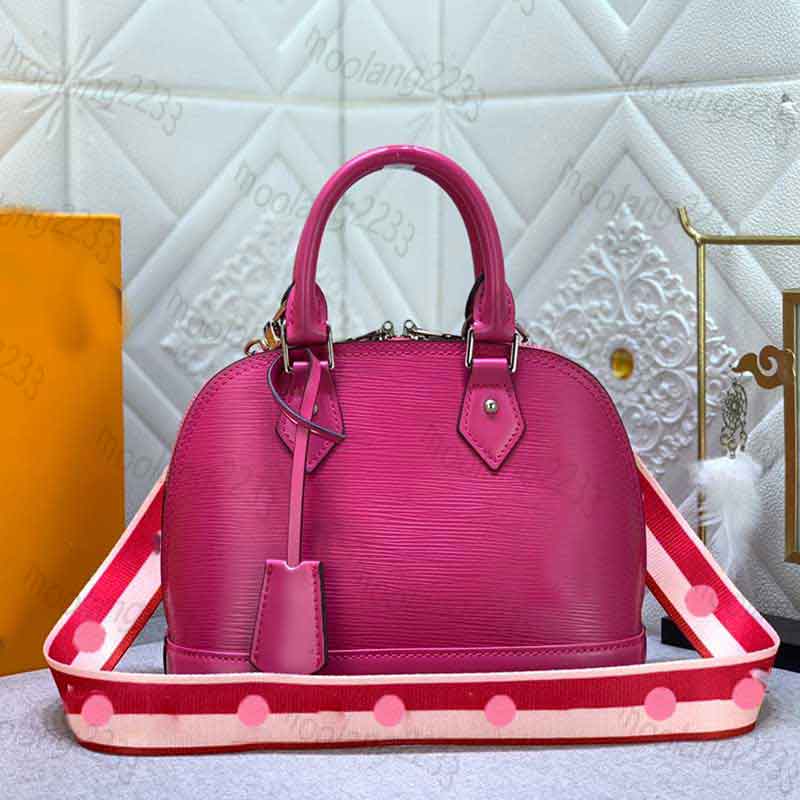 

2022 Designers women bag High quality pu leather handbag new color straps Shoulder Bags ALMA PM small patent hand shell Totes crossbody purse, Black
