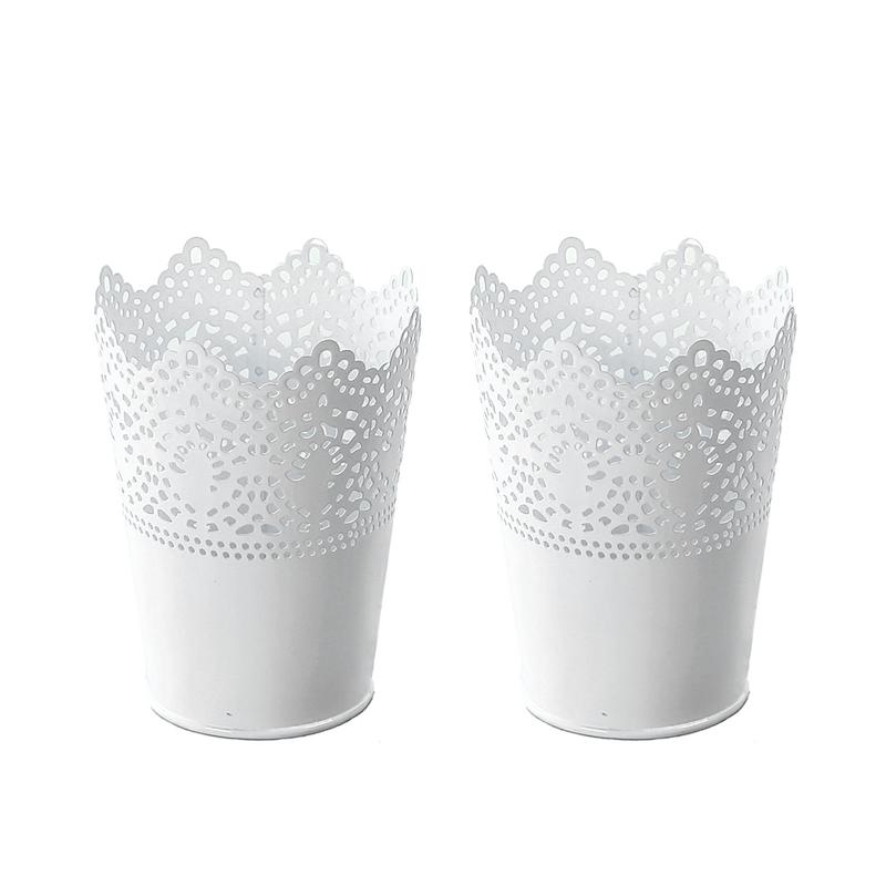 

Vases 2pcs Iron Art Planter Durable Organizer Desktop Home Decor Lace Indoor Stand Storage Basket Anti Scratch Gifts Flower Pot