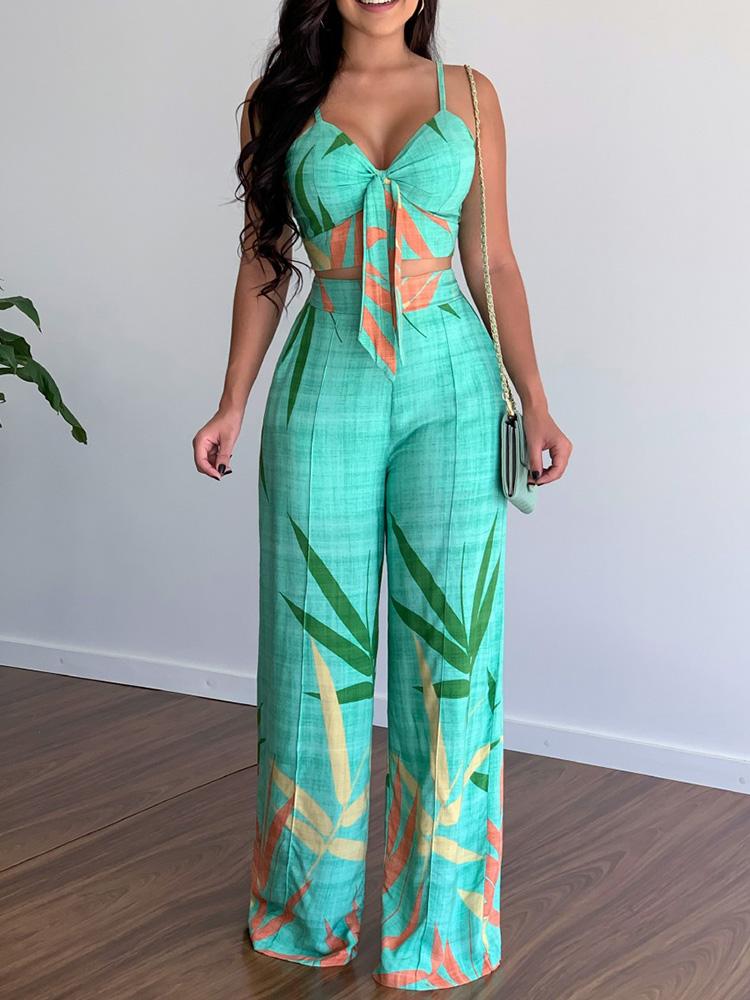 

Women' Two Piece Pants Printing Women Sleeveless Tops Summer Casual Suit Lady V-Neck Loose Bottoms Sets Straight Elastic Waist Pant SetWome, 05 print