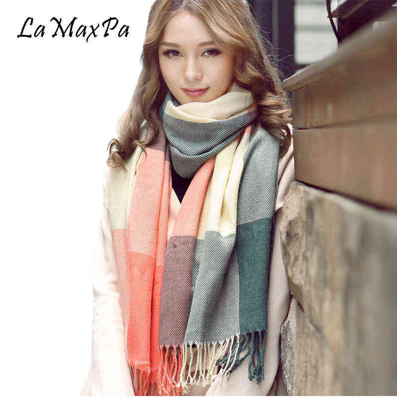 

LaMaxPa Women Classic Stole Plaid Scarf Tippet Wraps Scarf Noble Femme Echarpe Mujer Elegante Chal Bufanda Vrouwen Grace Sjaals T220727
