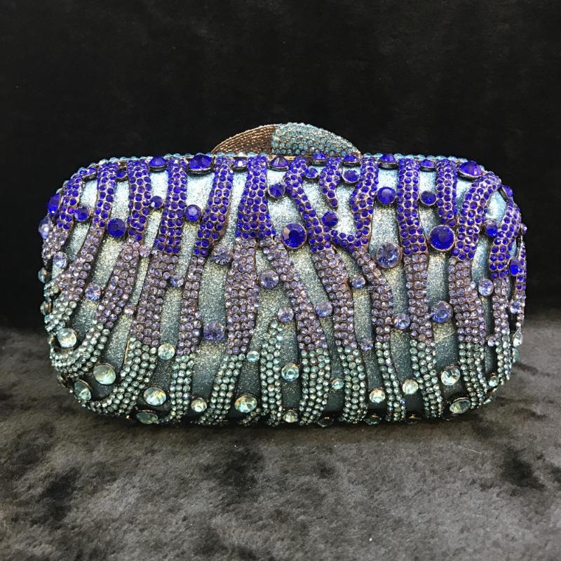 

Evening Bags Mini Blue Clutch Crystal Women Party Handbags Light Purple Dinner Clutches Fashion Purse Chain Bag, Sky blue