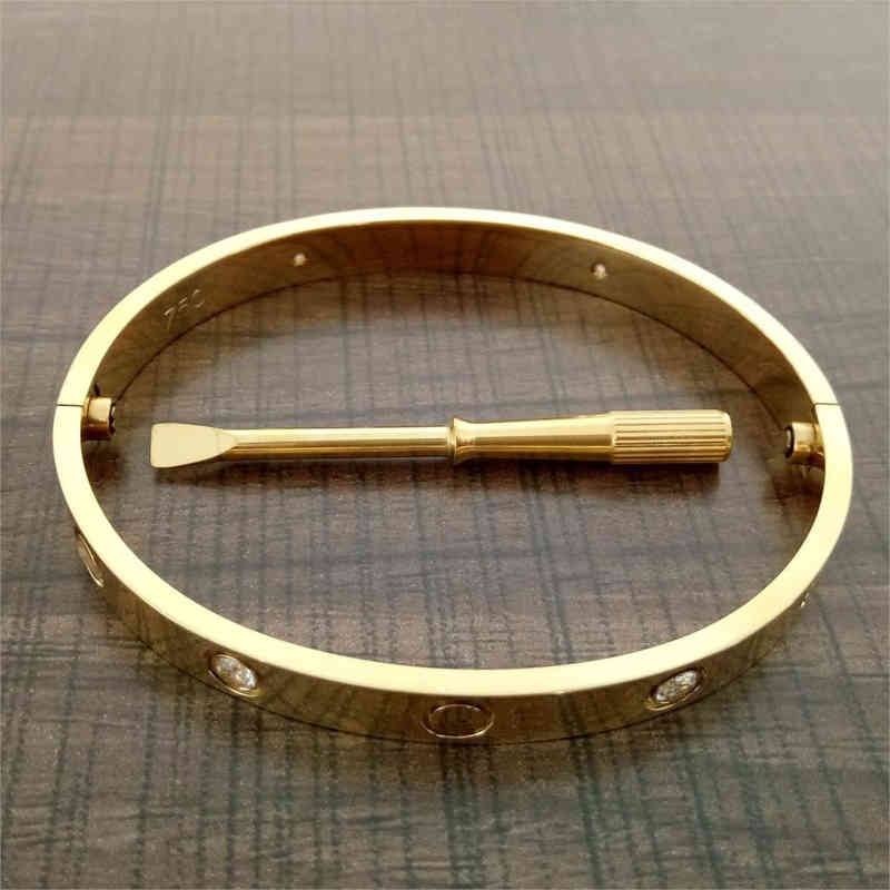 

Luxury Carti er Hot selling Arrival 16-19-21CM Lovers Bangles 316L Titanium Steel Bracelets Brand CZ Stone Screw-driver Bracelet Bangle for Women Men
