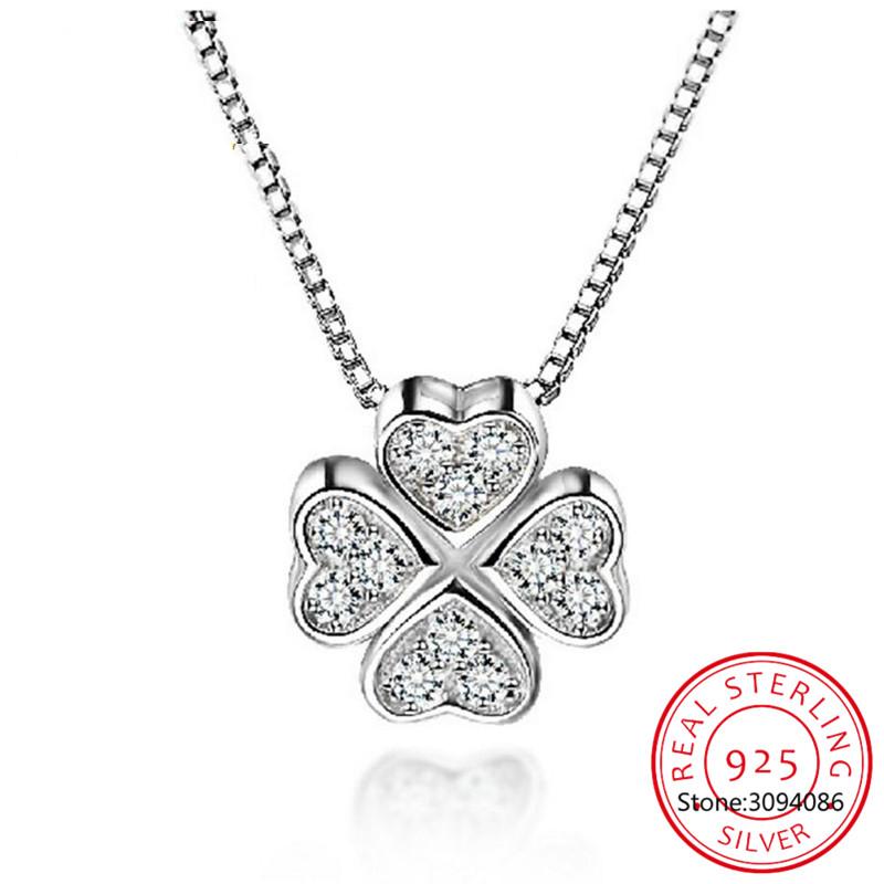 

Pendant Necklaces Sterling Silver Jewelry Love Clover & Pendants Rhinestones Fashion Choker Maxi Necklace Women CollaresPendant