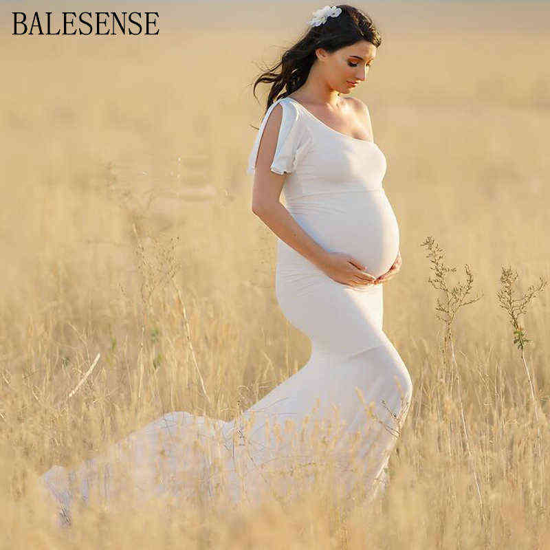 

Sexy One Shoulder Maternity Dresses for Photo Shoot Mermaid Split Maxi Pregnancy Dress Pregnant Women Photography Dress Summer G220418, Green