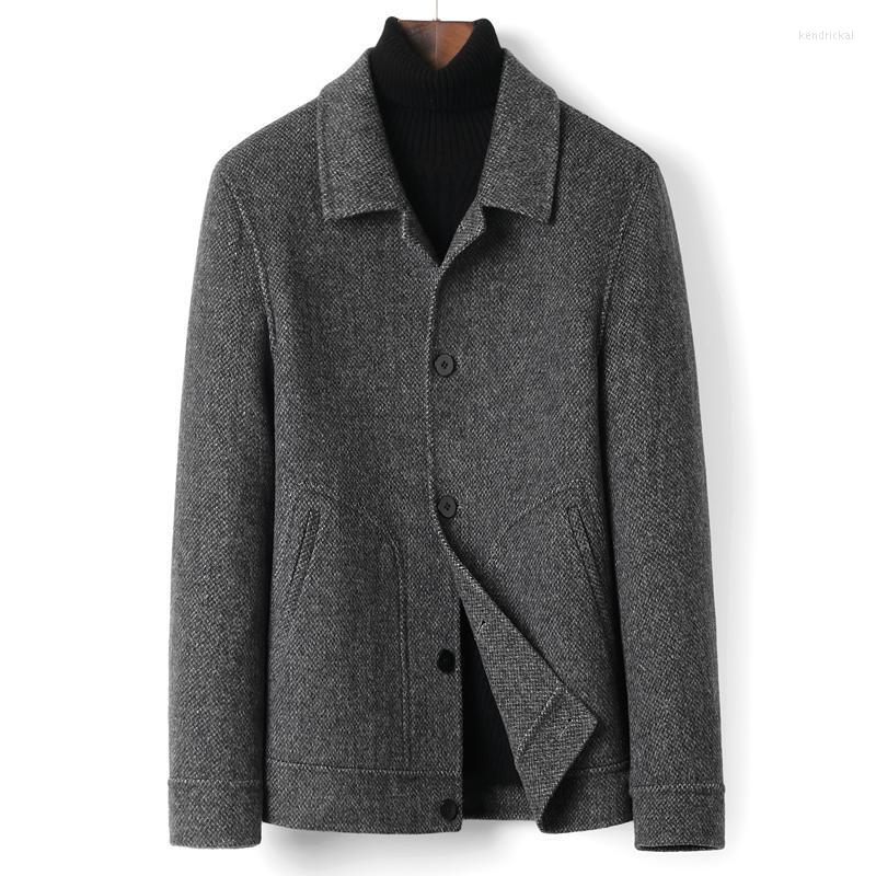 

Men's Wool & Blends Men Clothing Coats For Coat 2022Autumn And Winter Pure Short Reversible Cashmere Fashion Jacket Kend22, Khaki