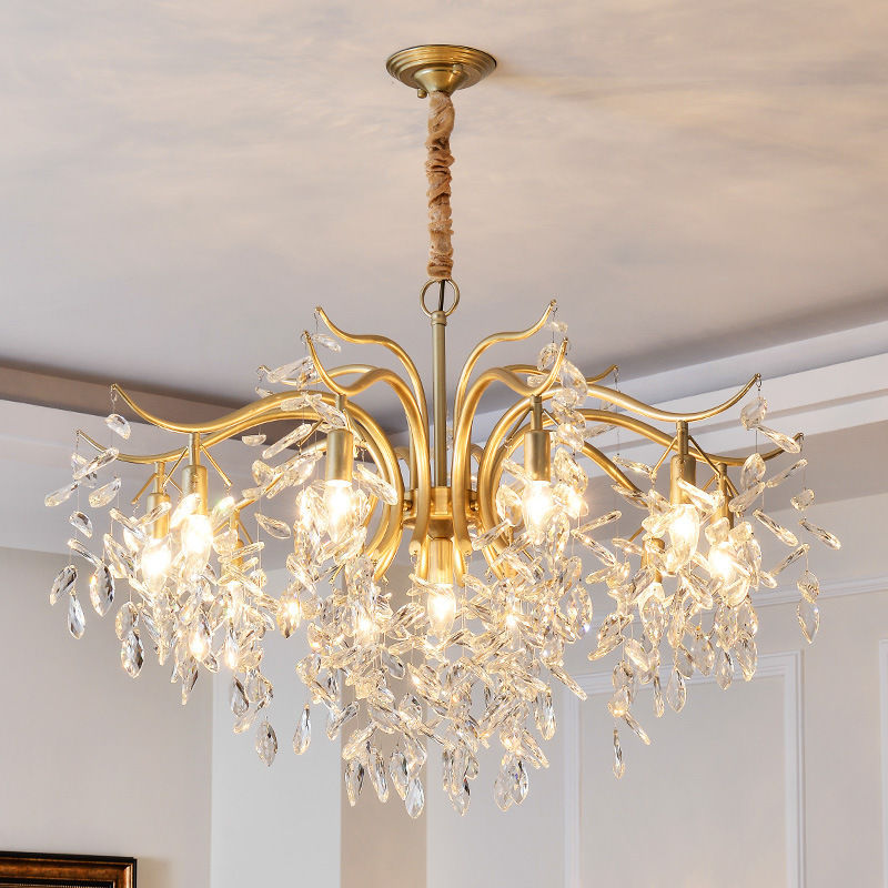Postmodern Dining Room Chandeliers Atmospheric Crystal Lamp High-end Living Foyer Crystal Chandelier Lighting Hotel Villa Luxury Hanging Lamps-image-490697308