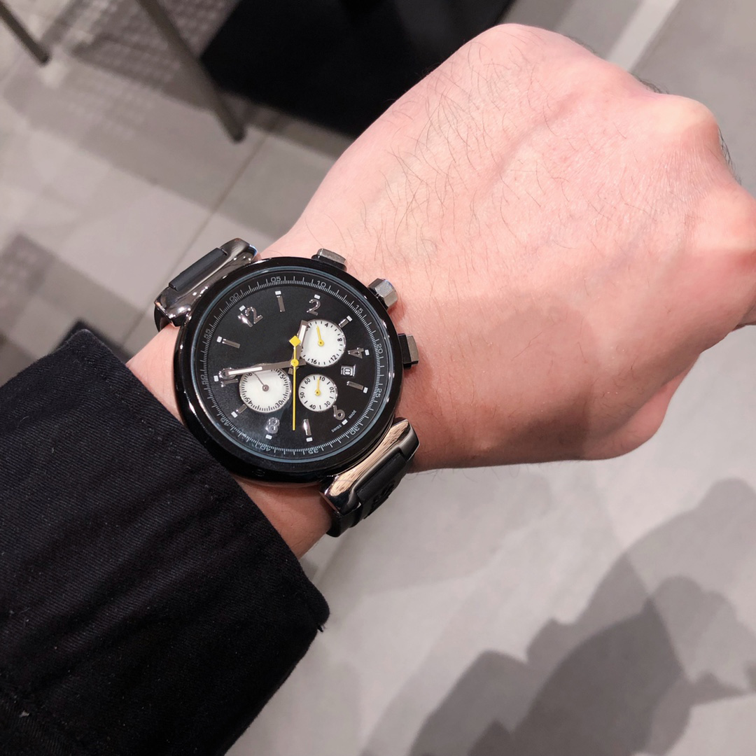 Men's Watch Mechanical Self-Winding Movement Ceramic Dial Glass Surface Leather Strap Stainless Steel Case Diameter 42-image-760507255