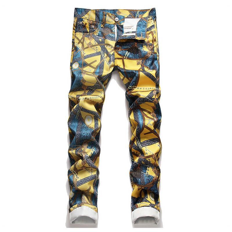 

Men's Jeans Printed Harakuju Streetwear Pants Men 2022 Fashion Hip Hop Stretch Denim Trousers Slim FitMen's, Black