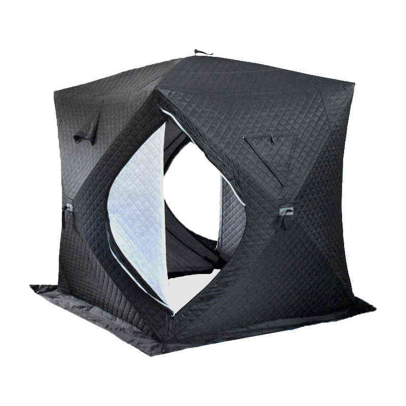 

Outdoor Winter Fishing Tent Warm Cotton Ice Fishing Tent Thickened Camping Shelter House Sauna Tent 1.8*1.8*2.1m 2Door 3-4Person H220419