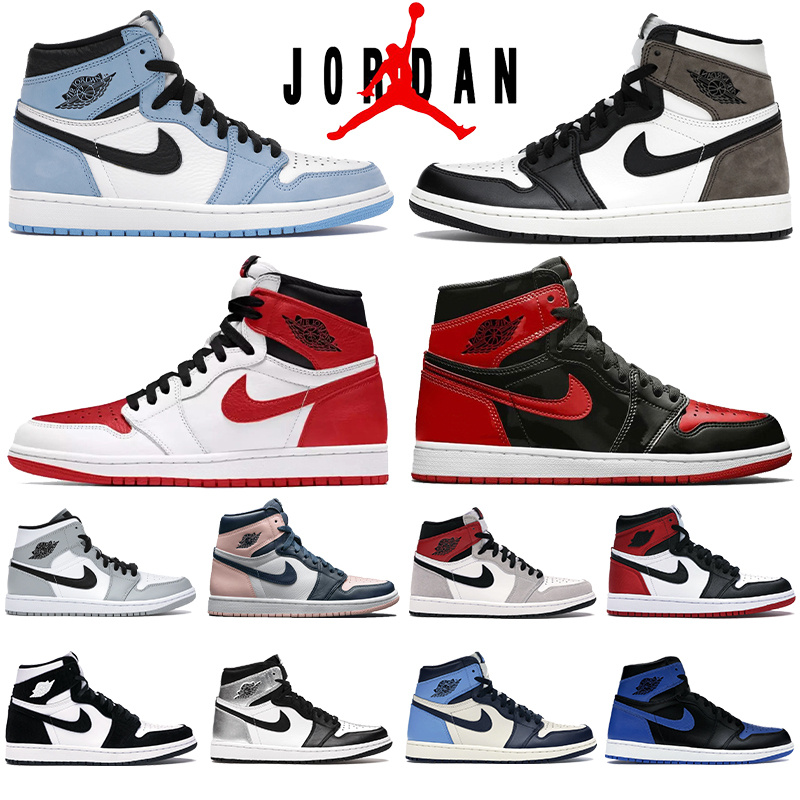 Nike Air Jordan 1 1s Retro men women Basketball Shoes university blue patent bred Atmosphere dark mocha Brotherhood 85 Georgetown mens designer snea