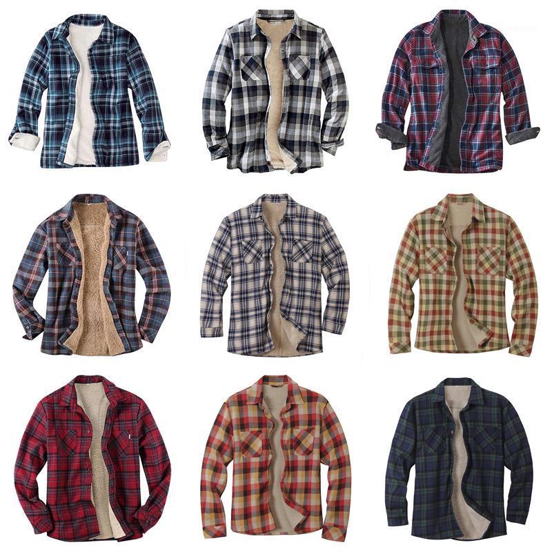 

Men's Casual Shirts Fashion Plaid Shirt Single-breasted Plus Fleece Top Loose Lapel Long-sleeved Multicolor Variety, Gray