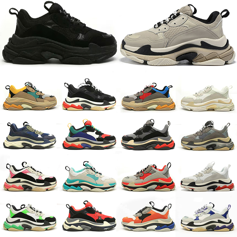 

2022 triple s casual shoes designer men women platform sneakers Black White Beige Dark Grey Orange Green Khaki Rust Pink Bred Silver mens trainers Jogging Walking, Bubble package bag