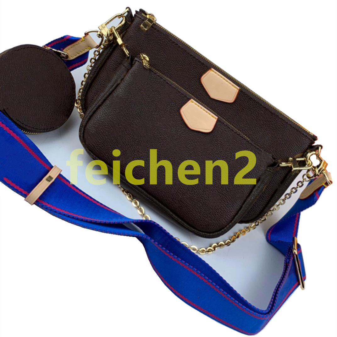 

Womens Satchel handbag Ladies wallet shoulder bags purse phone Flap Three-piece triple Different strap colors combination crossbody Interior Compartment zipper, With box