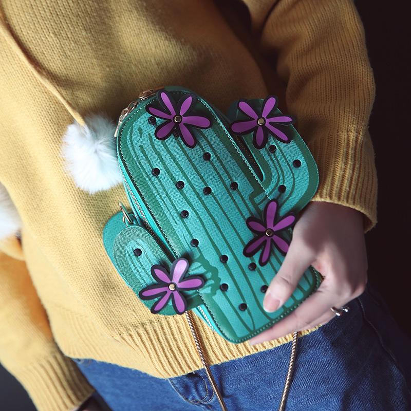 

Evening Bags Women Embroidery Flowers Mini Chain Shoulder Bag Cute Green Cactus Shape Flap Small Desinger Crossbody For WomenEvening, Purple flower